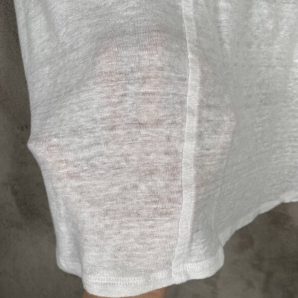 Sigrid Olsen 100% Linen T Shirt White V Neck Short Sleeve Basic Tee - Picture 6 of 9